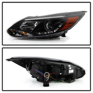 481.08 Spyder Projector Headlights Ford Focus (2012-2014) Halogen Model with DRL - Black - Redline360