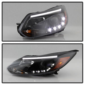 481.08 Spyder Projector Headlights Ford Focus (2012-2014) Halogen Model with DRL - Black - Redline360