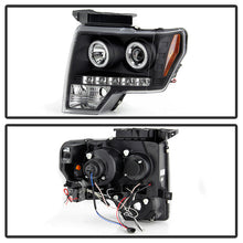 Load image into Gallery viewer, Spyder Projector Headlights Ford F150 (2009-2014) Halogen Model with - CCFL Halo / LED Halo / Light Bar DRL / Switch Back Turn Signal Light Bar - with CCFL Halo - Black Alternate Image