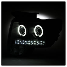 Load image into Gallery viewer, Spyder Projector Headlights Ford F150 (2009-2014) Halogen Model with - CCFL Halo / LED Halo / Light Bar DRL / Switch Back Turn Signal Light Bar - with CCFL Halo - Black Alternate Image
