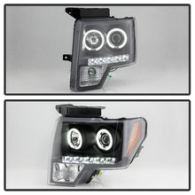 Load image into Gallery viewer, Spyder Projector Headlights Ford F150 (2009-2014) Halogen Model with - CCFL Halo / LED Halo / Light Bar DRL / Switch Back Turn Signal Light Bar - with CCFL Halo - Black Alternate Image