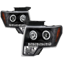 Load image into Gallery viewer, Spyder Projector Headlights Ford F150 (2009-2014) Halogen Model with - CCFL Halo / LED Halo / Light Bar DRL / Switch Back Turn Signal Light Bar - with LED Halo - Black Alternate Image