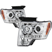 Load image into Gallery viewer, Spyder Projector Headlights Ford F150 (2009-2014) Halogen Model with - CCFL Halo / LED Halo / Light Bar DRL / Switch Back Turn Signal Light Bar - with LED Halo - Chrome Alternate Image