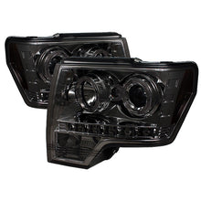 Load image into Gallery viewer, Spyder Projector Headlights Ford F150 (2009-2014) Halogen Model with - CCFL Halo / LED Halo / Light Bar DRL / Switch Back Turn Signal Light Bar - with LED Halo - Smoke Alternate Image