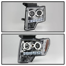 Load image into Gallery viewer, Spyder Projector Headlights Ford F150 (2009-2014) Halogen Model with - CCFL Halo / LED Halo / Light Bar DRL / Switch Back Turn Signal Light Bar - with CCFL Halo - Black Alternate Image