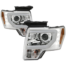 Load image into Gallery viewer, Spyder Projector Headlights Ford F150 (2009-2014) Halogen Model with - CCFL Halo / LED Halo / Light Bar DRL / Switch Back Turn Signal Light Bar - with Light Bar DRL - Chrome Alternate Image