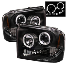 Load image into Gallery viewer, Spyder Projector LED Headlights Ford F250 F350 F450 Super Duty (2005-2007) Standard Style - Standard Style with LED Halo -Black Alternate Image
