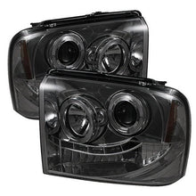 Load image into Gallery viewer, Spyder Projector LED Headlights Ford F250 F350 F450 Super Duty (2005-2007) Standard Style - Standard Style with LED Halo - Smoke Alternate Image
