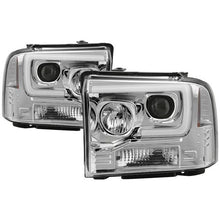 Load image into Gallery viewer, Spyder Projector LED Headlights Ford F250 F350 F450 Super Duty (2005-2007) Standard Style - Standard Style with Version 2 Light Bar DRL - Black Alternate Image