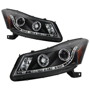 283.30 Spyder Projector Headlights Honda Accord Sedan (08-12) w/ LED Halo - DRL - Black / Chrome / Smoke - Redline360