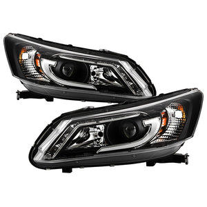 407.42 Spyder Projector Headlights Honda Accord 4Dr (2013-2015) with Ligtht Bar DRL - Black - Redline360