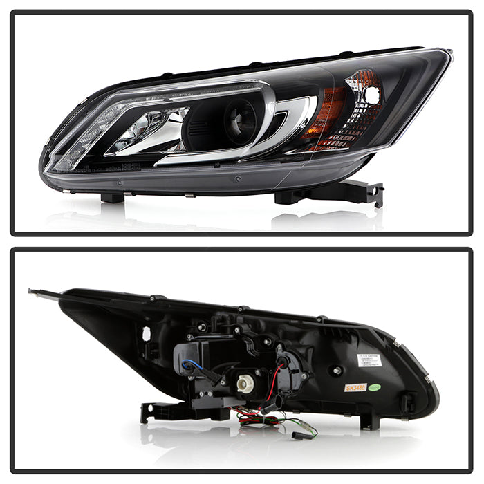 Spyder Projector Headlights Honda Accord Sedan (2013-2015) with Light Bar  DRL - Black