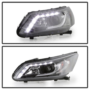 407.42 Spyder Projector Headlights Honda Accord 4Dr (2013-2015) with Ligtht Bar DRL - Black - Redline360