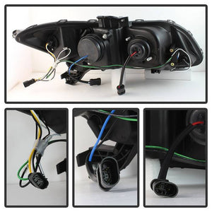 340.72 Spyder Projector Headlights Honda Civic (2012-2014) with Light Bar DRL - Black - Redline360