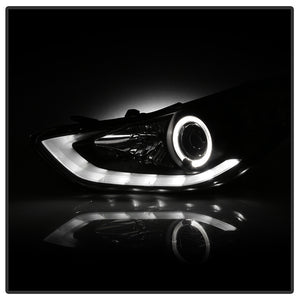 397.56 Spyder Projector Headlights Hyundai Elantra (2011-2013) with LED Halo - Black - Redline360