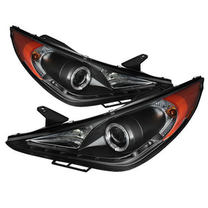 424.08 Spyder Projector Headlights Hyundai Sonata (2011-2013) with - LED Halo / Light Bar DRL - Redline360