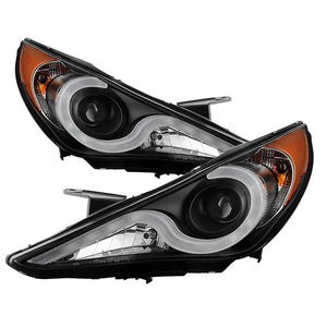 424.08 Spyder Projector Headlights Hyundai Sonata (2011-2013) with - LED Halo / Light Bar DRL - Redline360