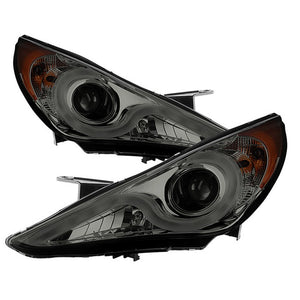 424.08 Spyder Projector Headlights Hyundai Sonata (2011-2013) with - LED Halo / Light Bar DRL - Redline360