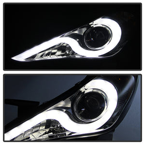 424.08 Spyder Projector Headlights Hyundai Sonata (2011-2013) with - LED Halo / Light Bar DRL - Redline360