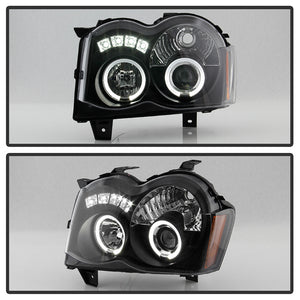 297.22 Spyder Projector Headlights Jeep Grand Cherokee (2008-2010) with LED Halo - Black - Redline360