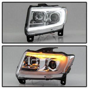 365.66 Spyder Projector Headlights Jeep Grand Cherokee (2011-2013) Light Bar Halogen Model - Black / Chrome - Redline360