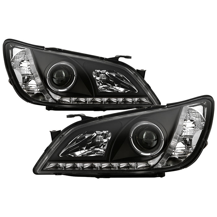 318.82 Spyder Projector Headlights Lexus IS300 (2001-2005) with LED Halo and DRL - Black - Redline360