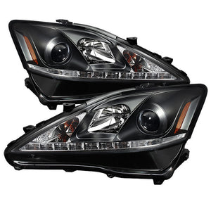 442.80 Spyder Projector Headlights Lexus IS250/IS350 (2006-2010) w/ LED DRL - Black / Black Smoke - Redline360