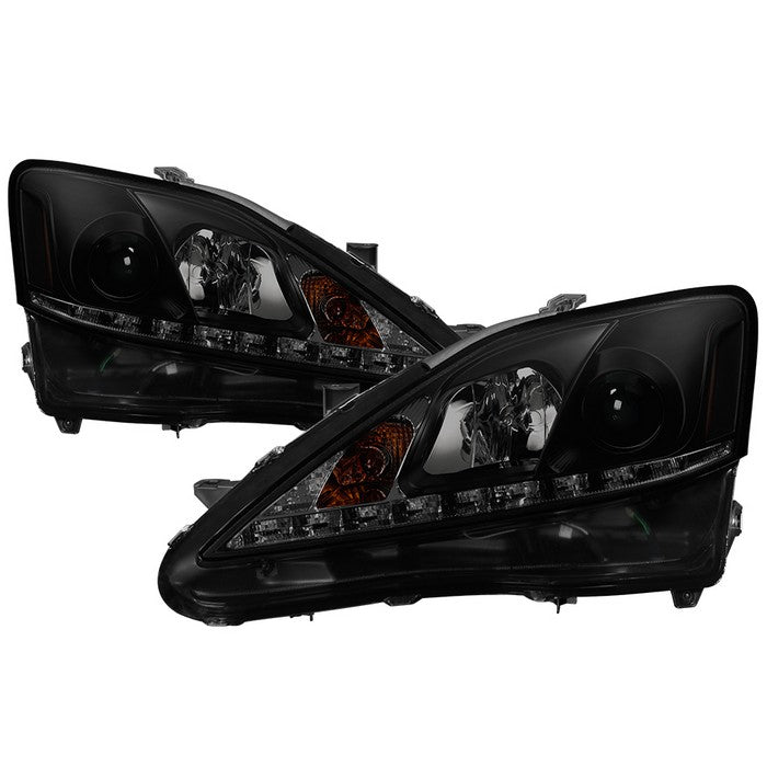 442.80 Spyder Projector Headlights Lexus IS250/IS350 (2006-2010) w/ LED DRL - Black / Black Smoke - Redline360