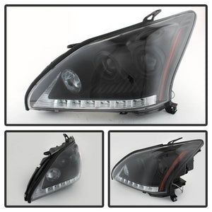 481.08 Spyder Projector Headlights Lexus RX330 (2004-2006) Halogen Model with DRL LED - Black - Redline360