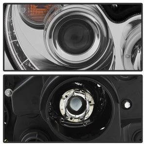 619.12 Spyder Projector Headlights Mercedes Benz CLK (2003-2009) Halogen Model with LED Halo - Black / Chrome - Redline360