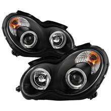Load image into Gallery viewer, Spyder Projector Headlights Mercedes Benz C-Class 4Dr (2001-2005) Halogen Model with LED Halo - Black / Chrome - Black Alternate Image