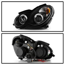 Load image into Gallery viewer, Spyder Projector Headlights Mercedes Benz C-Class 4Dr (2001-2005) Halogen Model with LED Halo - Black / Chrome - Black Alternate Image