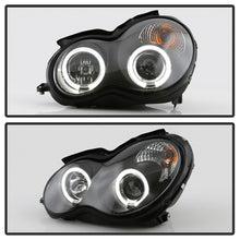 Load image into Gallery viewer, Spyder Projector Headlights Mercedes Benz C-Class 4Dr (2001-2005) Halogen Model with LED Halo - Black / Chrome - Black Alternate Image