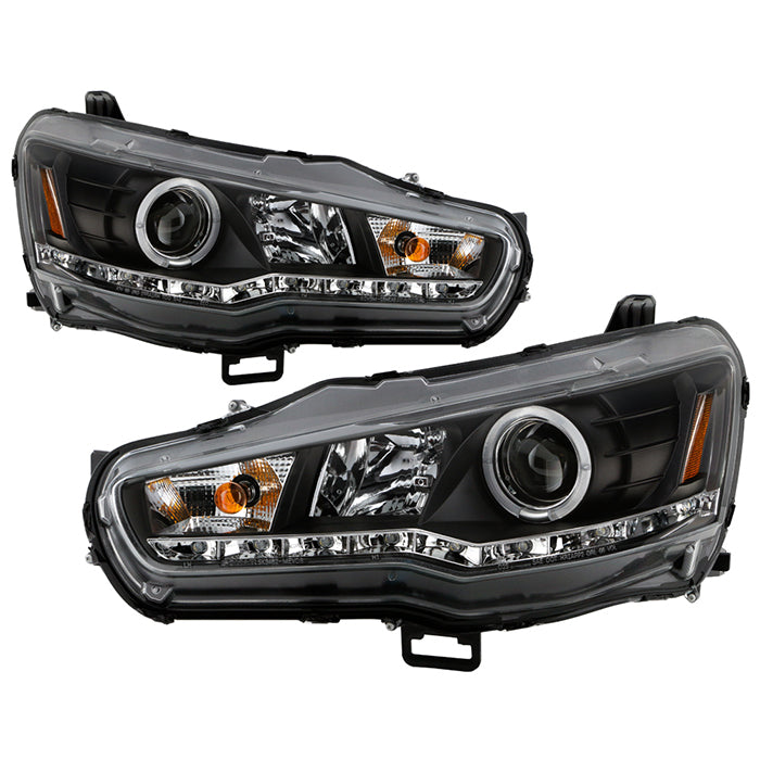 321.58 Spyder Projector Headlights Mitsubishi Lancer / EVO 10 X (08-17) LED Halo and DRL - Redline360