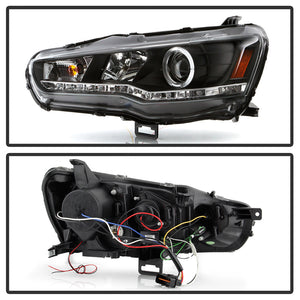 321.58 Spyder Projector Headlights Mitsubishi Lancer / EVO 10 X (08-17) LED Halo and DRL - Redline360