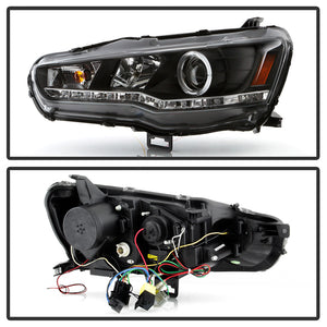 321.58 Spyder Projector Headlights Mitsubishi Lancer / EVO 10 X (08-17) LED Halo and DRL - Redline360