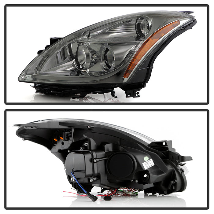 Spyder Projector Headlights Nissan Altima Sedan (2010-2012) w/ Light Tube  DRL - Black / Smoke