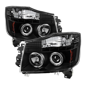 316.94 Spyder Projector Headlights Nissan Titan (2004-2015) Armada (2004-2007) with CCFL Halo / Version 2 Style / LED Halo - Redline360