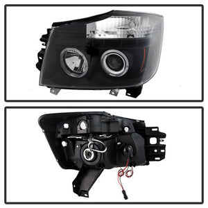 316.94 Spyder Projector Headlights Nissan Titan (2004-2015) Armada (2004-2007) with CCFL Halo / Version 2 Style / LED Halo - Redline360