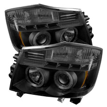 Load image into Gallery viewer, 316.94 Spyder Projector Headlights Nissan Titan (2004-2015) Armada (2004-2007) with CCFL Halo / Version 2 Style / LED Halo - Redline360 Alternate Image