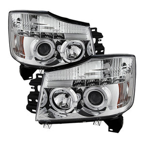 316.94 Spyder Projector Headlights Nissan Titan (2004-2015) Armada (2004-2007) with CCFL Halo / Version 2 Style / LED Halo - Redline360