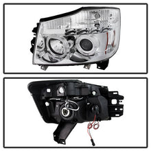 Load image into Gallery viewer, 316.94 Spyder Projector Headlights Nissan Titan (2004-2015) Armada (2004-2007) with CCFL Halo / Version 2 Style / LED Halo - Redline360 Alternate Image