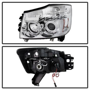 316.94 Spyder Projector Headlights Nissan Titan (2004-2015) Armada (2004-2007) with CCFL Halo / Version 2 Style / LED Halo - Redline360