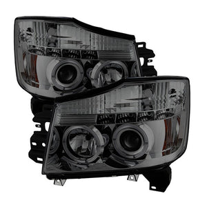 316.94 Spyder Projector Headlights Nissan Titan (2004-2015) Armada (2004-2007) with CCFL Halo / Version 2 Style / LED Halo - Redline360