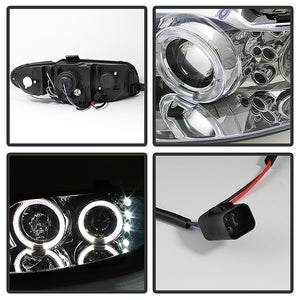 319.08 Spyder Projector Headlights Pontiac GTO (2004-2006) with LED Halo - Black / Chrome / Smoke - Redline360