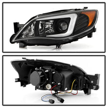Load image into Gallery viewer, Spyder Projector Headlights Subaru Impreza &amp; WRX (2008-2014) w/ LED Light Bar - Cars w/ OEM HID - Black Alternate Image