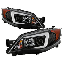 Load image into Gallery viewer, Spyder Projector Headlights Subaru Impreza &amp; WRX (2008-2014) w/ LED Light Bar - Cars w/ OEM Halogen - Black Alternate Image