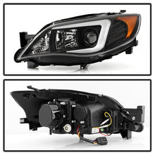 Load image into Gallery viewer, Spyder Projector Headlights Subaru Impreza &amp; WRX (2008-2014) w/ LED Light Bar - Cars w/ OEM HID - Black Alternate Image