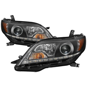 359.28 Spyder Projector Headlights Toyota Sienna (2011-2017) Halogen Model with DRL LED- Black / Smoke - Redline360