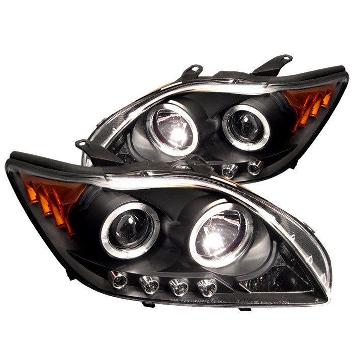 218.34 Spyder Projector Headlights Scion tC (05-06-07) with LED Halo - Black / Smoke - Redline360